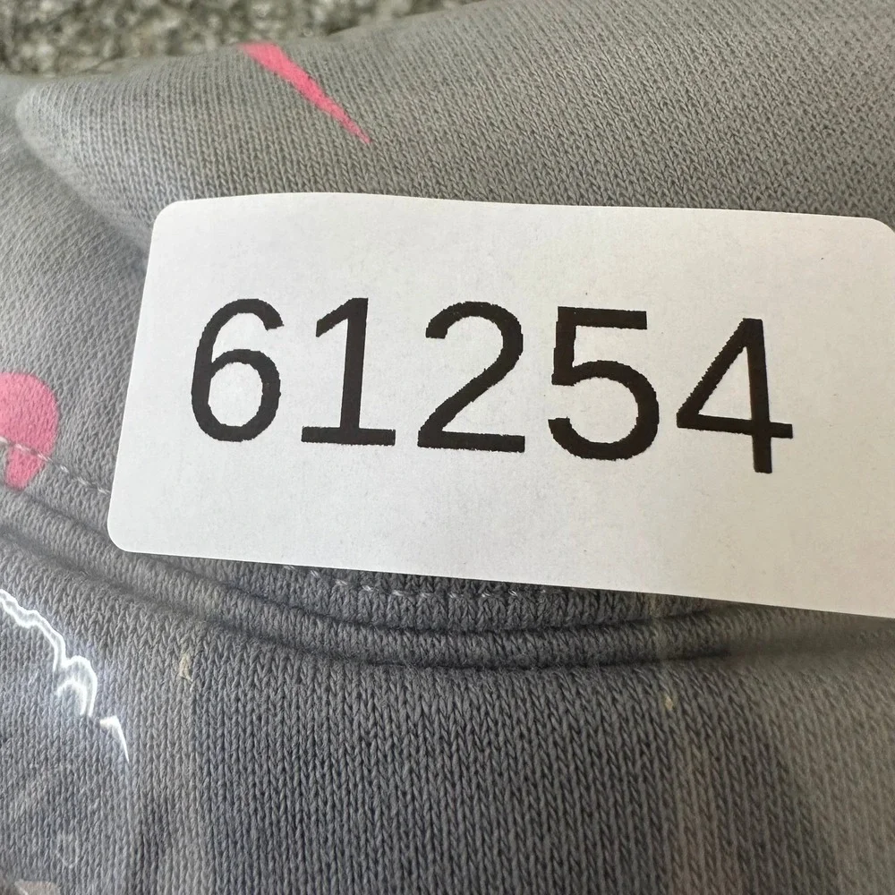 Nike Hoodie Womens Size XL Gray Pink All Over Swoosh Print Standard Fit Fleece